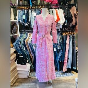 Vintage 1970’s Poly Knit Hand Made  Floral maxi Dress